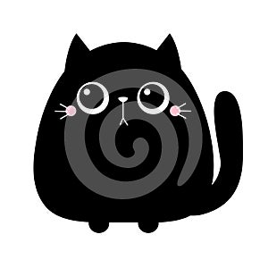 Black cat kitten kitty kitten icon. Cute kawaii cartoon character. Funny sad face. Baby greeting card tshirt sticker notebook