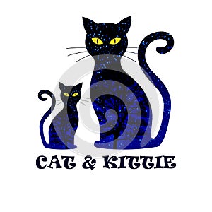 Black Cat Kittie Art With Text