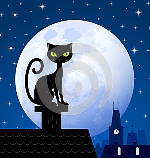 Black cat and moon