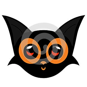 Black cat with orange eyes on a white background. Vector illustration. Generative AI