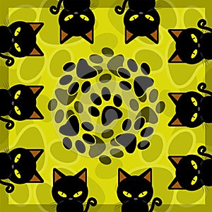 Black cat pattern background