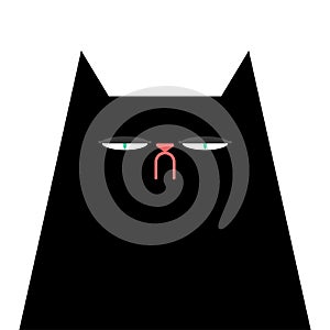 Black cat portrait. Dark pet muzzle. Vector