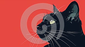 Black cat on a red background.