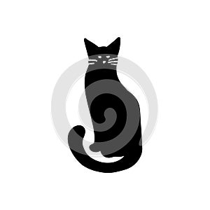 Black cat silhouette illustration isolated on white