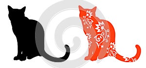 Black cat silhouette isolated on white. Vector icon