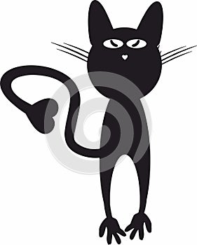 Black  cat silhouette, vector icon