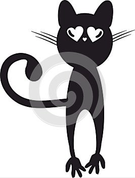 Black  cat silhouette, vector icon photo