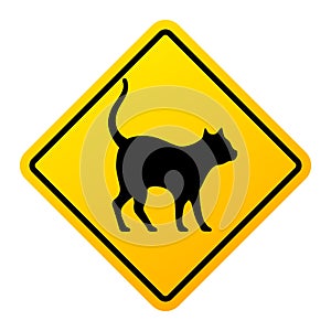 Black cat warning sign