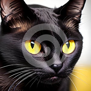 A Black Cat with Yellow Eyes