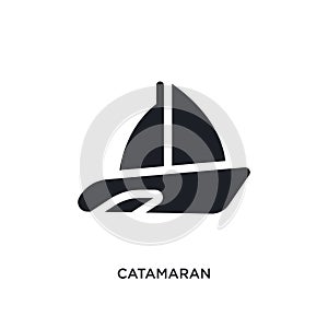 black catamaran isolated vector icon. simple element illustration from transportation concept vector icons. catamaran editable