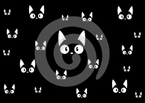 Black cats in the dark background. The Vector logo cat for tattoo or T-shirt design or outwear. Cute print style cat background