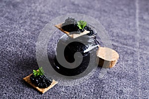 Black caviar on a cracker