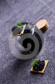 Black caviar on a cracker