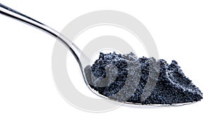 Black Caviar on a Spoon against white