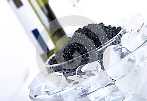 Black caviar with wine