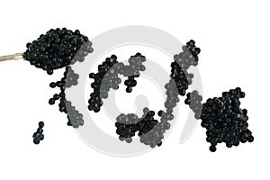 Black caviare isolated on white background