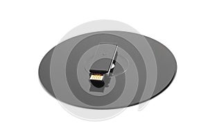 Black CD compact disc and black USB drive