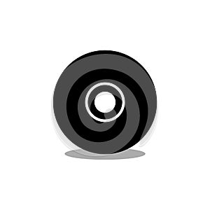 Black CD or DVD disk icon isolated on white background