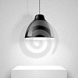 Black ceiling lamp. Vector