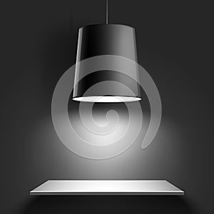 Black ceiling lamp. Vector