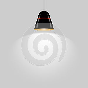 Black ceiling lamp. Vector.