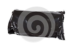 Black cellophane pack isolated on white background