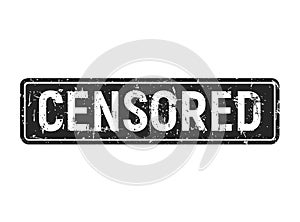 Black censored grunge stamp on white background. Vector illustration of retro banner template. photo