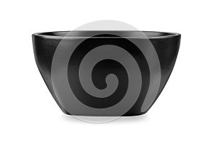 black ceramic bowl isolated on white