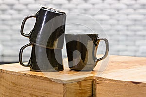 Black ceramic coffee cups