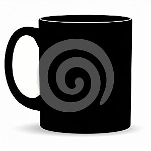Black Ceramic Coffee Mug with Curved Handle Isolated on White Background Drinkware