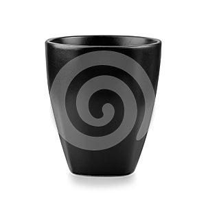 black ceramic cup isolated on white