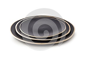 Black Ceramic Plate isolated on a white background