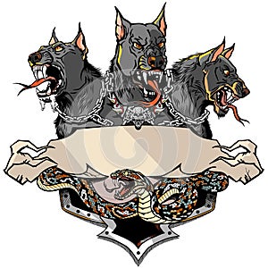 Black Cerberus Hellhound. Design template