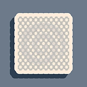 Black Chain Fence icon isolated on grey background. Metallic wire mesh pattern. Long shadow style. Vector