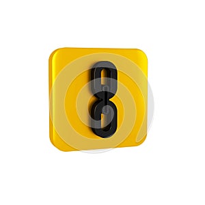 Black Chain link icon isolated on transparent background. Link single. Hyperlink chain symbol. Yellow square button.