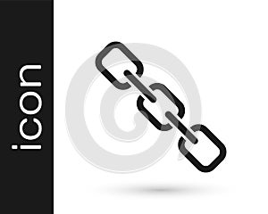 Black Chain link icon isolated on white background. Link single. Hyperlink chain symbol. Vector