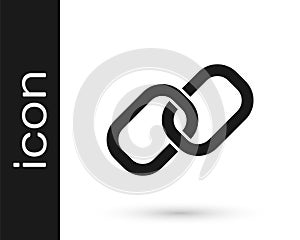 Black Chain link icon isolated on white background. Link single. Hyperlink chain symbol. Vector