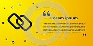 Black Chain link icon isolated on yellow background. Link single. Hyperlink chain symbol. Vector