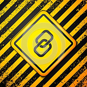Black Chain link icon isolated on yellow background. Link single. Hyperlink chain symbol. Warning sign. Vector