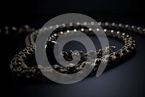 Black chain necklace on black background, online sopping concept