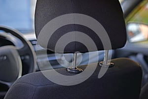 Black chair in the car driver's seat