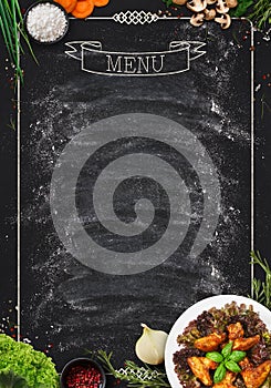 Black chalkboard as mockup for restaurant menu