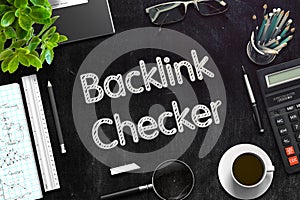 Black Chalkboard with Backlink Checker. 3D Rendering.