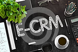 Black Chalkboard with E-CRM Concept. 3D Rendering.