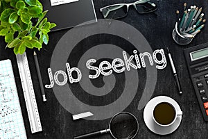 Black Chalkboard with Job Seeking Concept. 3D Rendering.