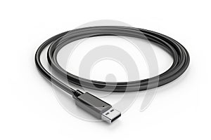 Black charging usb cabel. Isolated on white background. Generative Ai