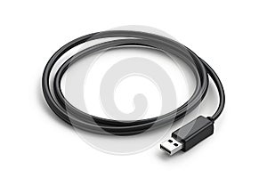 Black charging usb cabel. Isolated on white background. Generative Ai