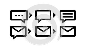 Black Chat Bubble Message Box Communication Icons, vector design Generative AI