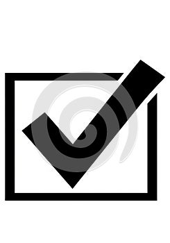 Black check mark inside a square box on a white background. The