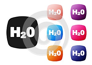 Black Chemical formula for water drops H2O shaped icon isolated on white background. Set icons colorful. Vector